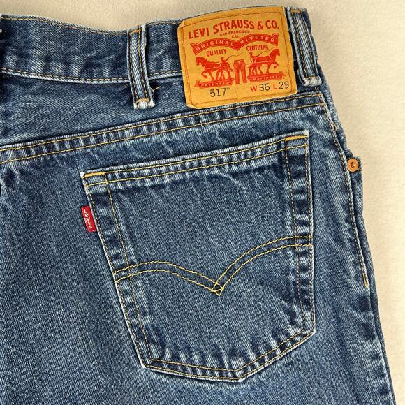 Levi’s 517 Dark Wash 35” x 27” Zip Front Nice Patina GUC - Picture 3 of 9